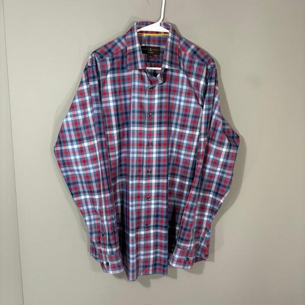 Robert Talbott Shirt Mens Large Multicolor Plaid Long Sleeve Button Up Slim